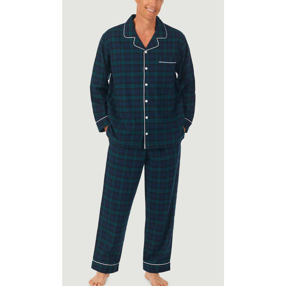 NWT Lanz of Salzburg Men's Black Watch Flannel Pajama  - size S - Picture 1 of 8